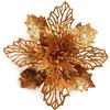 GL-Turelifes - Confezione da 12 stelle di Natale artificiali, glitterate, decorazione per ghirlanda natalizia e albero di Natale, diametro 16 cm, con 12 aghi verdi flessibili