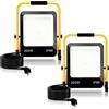 Randaco Faretto LED da Cantiere, 2 Pack 200W 16000LM Luce da Costruzione Portatile, 6000K Bianca Freddo Faretto LED da Esterno con staffa pieghevole Impermeabile IP66 (3M Cavo con Spina)