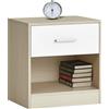 IlGruppone Comodino Moderno Cassetto con Maniglia E Scomparto Aperto Camera da Letto Portalibri Oggetti Mensola Libreria - Naturale