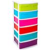 Acan Tradineur - Cassettiera modello Sena, 6 cassetti multicolore, in plastica, torre multiuso per l'ordine della casa (Bianco, 96,5 x 40 x 39 cm)