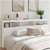 Homgoday Testiera con Contenitore a LED Bianca 220x17x102 cm, Testiere Letto, Testiera del Letto Matrimoniale, Schienale per Letto E Divano