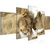 Runa Art - Quadri Leoni Amore 200 x 100 cm 5 Pezzi XXL Decorazione Murale Design Beige 002151a