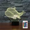 FLRXHK Lampada notturna a forma di balena, illusione 3D, lampada da tavolo con telecomando, 16 colori, luce notturna a LED ottica USB per bambini, decorazione per la stanza dei bambini