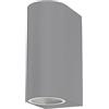 Partenopea® Applique lampada da parete a muro gu10 max 35w x 2 led per interno esterno IP65 moderno faretto biemissione (curvo grigio, lampadine escluse)