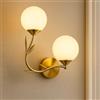 Dopa Applique da Parete Oro Ramo Dorato Lampada con Doppia Sfera in Plastica PE Elegante Protezione IP20 per Soggiorno Sala da Pranzo Corridoio