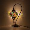 MOSLAND HOME Lampada da tavolo a mosaico con 35 varianti, lampada turca marocchina con base in bronzo, lampada da notte Tiffany fatta a mano a collo di cigno | Lampada da notte da comodino in vetro