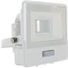 V-TAC Faro LED da Esterno con Chip Samsung 10W con Sensore PIR di Colore Bianco Impermeabile, Luce Bianco Freddo
