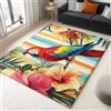 Generico Tappeto Antiscivolo Lavabile 120x180cm Pappagallo Con Motivi Floreali Tappeti Soggiorno Tappeto Pelo Corto Indoor, Tappeto per Camera da Letto, Sala da Pranzo, Cucina, Ufficio
