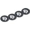 meineWunschleuchte Set di 4 faretti da incasso a soffitto, rotondi, colore nero opaco, diametro 8,5 cm