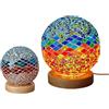 LSFYYDS Lampada da Tavolo Turca (L: 3,9 X A: 5,2), Lampade in Vetro a Mosaico con Base in Legno, Lampade da Comodino in Stile Bohémien, Lanterna Marocchina per Decorazioni Soggiorno
