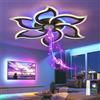 TuoyuanW Lampadario RGB Lampadari Motivo Floreale con Altoparlante Bluetooth Telecomando APP Timer Dimmerabile Plafoniera con Luce Notturna e Funzione di Memoria per la Camera da Letto, Nero