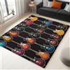 Generico Tappeto Salotto 140x200cm Strumento Musicale Chitarra Elettrica Nera Tappeti Soggiorno Antiscivolo Lavabile, Tappeto Pelo Corto per Camera da Letto Sala da Pranzo Tappeto Decor Interno