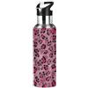Mexpekil Borraccia termica con stampa leopardata rosa glitterata da 600 ml, con coperchio con cannuccia, in acciaio inox, a prova di perdite, per viaggi, sport, corsa, ciclismo, escursionismo