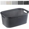 KADAX Cesta Portabiancheria in Plastica per Bagno e Lavanderia, Cesto della Biancheria Sporca, Cestino del Bucato, Porta Biancheria (Grigio Scuro, 27 L)