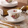 Generic Set di tazze da caffè in porcellana in ceramica stile europeo Tazza da colazione al latte di alta qualità Tazza da tè pomeridiano Set tazza e piattino con cucchiaio (A)