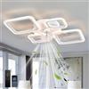 ZOMLBOF Ventilatore Da Soffitto Quadrato Con Luce Camere Da Letto,Led Plafoniera Con Ventilatore Con Dimmerabile Memoria App,Lampadario Ventilatore 6 Velocità Reversibile Con Tempistica,Bianco4