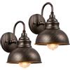 Moddeny 2 Pezzi Lampade da parete esterne retrò, applique da esterno impermeabile e antiruggine, luce da portico vintage a collo d'oca, bronzo, portalampada E27, per portico, garage e terrazza