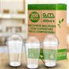 G.M. DISTRIBUZIONE 200 Bicchieri Kristal per Bevande con Coperchio da 400 ml, Biodegradabili e Compostabili, Rigidi e Resistenti, Usa e Getta, Ideale per Casa, Ufficio, Asporto Bevande Fredde