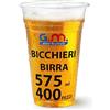 G.M. DISTRIBUZIONE 400 Bicchieri Birra da 575ml in PET Trasparente, Bicchieri Usa e Getta per Birra tacca 4cl, Bicchieri Monouso per Bar e Lounge Bar