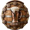 ASD Jewerly Orologio a tema di tazza di birra personalizzata in vetro uomini regalo, stampa piatta 2D nome personalizzato Orologio da parete in vetro di birra Decorazione della casa
