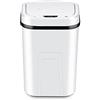 TopHomer Pattumiera da cucina con sensore automatico da 15 l, senza contatto, in plastica, con sensore quadrato, pattumiera con coperchio, per bagno e cucina, bianco