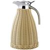 Cloixon Caraffa termica da caffè in acciaio inox, doppia parete isolante sottovuoto, con corpo in rattan fatto a mano, 24 ore di conservazione del calore e del freddo per caffè o tè (1,5 litri)