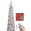 HMASYO Albero di Natale Artificiale a Paillettes 180cm con 100 Luci a LED Timer e Telecomando, Montaggio Istantaneo, Alimentazione USB - Decorazione per Interni Casa, Appartamento, Veranda, Feste