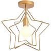 Mengjay Vintage Industriale Plafoniere Lampada da Soffitto Metallo Lampadario in D'oro Gabbia Ferro, per Corridoio, Portico, Salone, Cucina, Soggiorno, Camera da Letto