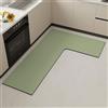 Hixingo Tappeto Cucina in Diatomite, Passatoia Cucina Lavabile Antiscivolo Tappeti da Cucina, Sinistra Forma L Tappeto da Cucina Tappeto da Bagno Tappetino per Doccia (Solido-Verde Chiaro,100x120cm)