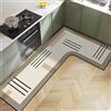 Hixingo Tappeto Cucina in Diatomite, Forma a L Passatoia Cucina Antiscivolo Lavabile Tappeti da Cucina, Tappeto da Cucina Tappeto da Bagno Tappetino per Doccia (Beige,80x120x35cm)