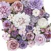 Generic Bouquet di rose artificiali in seta, fiori misti di dalia, bouquet di fiori finti con vaso in ceramica, centrotavola per sala da pranzo, tavolo e decorazione della cucina (viola nuovo)