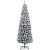 COSTWAY Albero di Natale Slim 120/150/180 cm, Albero di Natale Artificiale Innevato con 240/328/460 Rami e Supporto Metallico Pieghevole, per Piccoli Spazi, Decorazione per Casa e Feste (180 cm)