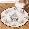 Fabpuro Tappeto rotondo natalizio da 1,5 m, per soggiorno, camera da letto, asilo, lavabile, antiscivolo, decorazione per la casa, vintage, albero di Natale, renna, rami di pino