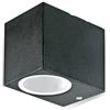 Partenopea® Applique lampada da parete a muro per lampadine LED gu10 potenza max supportata 10w per interno esterno IP54 moderno faretto monoemissione (Cubico, Nero Lampada esclusa)