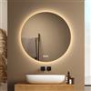 EMKE Specchio da Bagno Rotondo 60 cm con Luce a 3 Colori e Dimmerazione, Funzione Anti-Appannamento, Interruttore Tattile