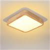 LIGKIN Plafoniera LED Soffitto Legno 24W, Ø30CM Moderni Quadrato Lampada da Soffitto, Luce calda 3000K Plafoniera Bagno per Camera da Letto Bambini Corridoio Soggiorno Balcone