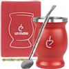 UN MATE Set Yerba Mate Originale - Tazza da 230 ml, Bombilla in Acciaio Inox, Spazzola per la Pulizia, Confezione Regalo Elegante - Kit Completo per Mate Argentino (rosso)