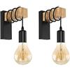 Siet Confezione Da 2 Applique Da Parete In Metallo Nero, Lampada Da Parete Rustica Edison, Applique Da Parete Industriale Per Fattoria, Apparecchi Di Illuminazione Da Parete In Legno Per Fienile, Cucina, S