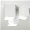 Bill Goff Inc. Plafoniera moderna lampada soffitto 3 cubi gesso luce LED 24W GU10 ingresso 230V con lampade (Temperatura luce bianco freddo 6500K)