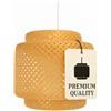 OWIJI Lampadario Bambù Soffitto Premium Quality Lampadine E27 38 x 40 x 40 cm Stile Naturale Bamboo Sostenibile Cucina Bagno Salone Camera Ufficio