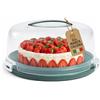 AKITAInk Porta Torta con Campana Trasparente 28 cm Contenitore Dolci con Manico, Base Portamuffin e Chiusure di Sicurezza, H 15 cm
