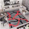 TAPISO Qmega Tappeto Soggiorno Pelo Corto Design Moderno Motivo Astratto Linee Scarabocchi Tonalità Grigio Rosso Salotto Sala Camera Cameretta Ufficio OEKO-TEX 140 x 190 cm