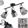 hofstein Lampada da soffitto Safari, lampada da soffitto moderna in metallo/vetro in colore nero/fumo, lampada regolabile in design retrò/vintage con paralume in vetro fumé (Ø 11 cm), 3x E14, senza lampadina/e