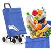 Luna Trolley per la spesa pieghevole da 40 litri idrorepellente, Shopping Trolley, carrello della spesa pieghevole, borsa per la spesa con 4 ruote, cestino per la spesa con ruote (Blu/Bianco)