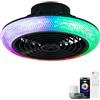 Luyaim Lampada A Soffitto Con Ventilatore RGB E Luce Regolabile | Design Moderno 40CM Per Soggiorno E Camera Da Letto-16 Milioni Di Colori, Motore DC Silenzioso Con Alexa Google Home-Black