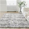 ANJIAJIE Tappeto Peloso Soggiorno 125 x 130 cm Morbido Soffice Antiscivolo Tappeto per Soggiorno per e Camera da Letto, Grigio Chiaro