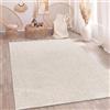 Paco Home Tappeto Soggiorno Camera-Da-Letto Pelo-Alto Design-Scandinavo Tinta-Unita Stile Boho Astratto 3D Soffice Lavabile Crema, Dimensione:120x160 cm