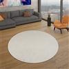 TT Home Tappeto Salotto Moderno, Camera da Letto, Pelo Corto, Lavabile, Monocolore Pastello, Facile da Pulire, Colore: Crema, Dimensione:120 cm tondo