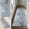 Poaegle Tappeto/passatoia per corridoio, blu, astratto, lungo, antiscivolo, lavabile, vintage, tappeto per camera da letto, 70 x 350 cm, resistente al metro