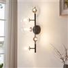 lux.pro Lampada da Parete per Interni con 5 Paralumi Sferici in Vetro Trasparente Applique a 5 Bracci Portalampada per Soggiorno Camera da Letto Corridoio - Nero